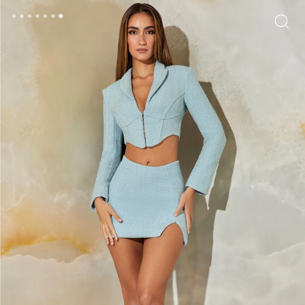 Oh Polly light blue tweed set